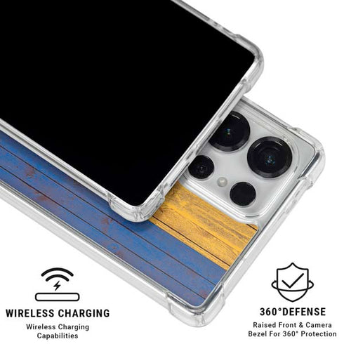 Barbados Flag Dark Wood Galaxy S25 Ultra Clear Case