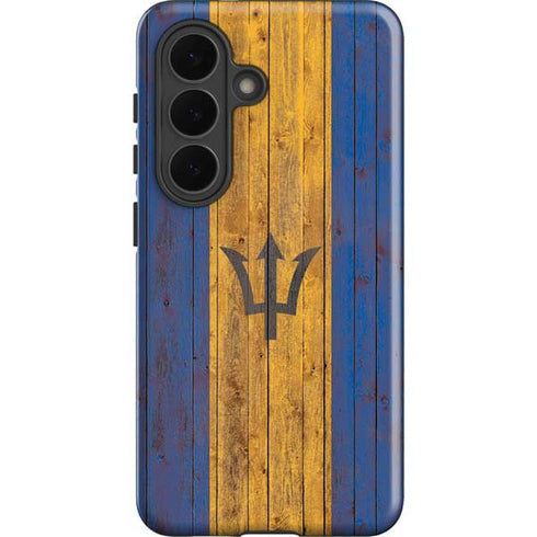 Barbados Flag Dark Wood Galaxy S26 Impact Case