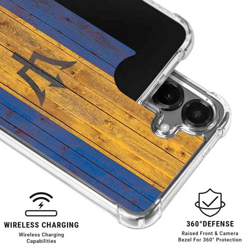 Barbados Flag Dark Wood Galaxy S26 Plus Clear Case