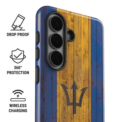 Barbados Flag Dark Wood Galaxy S26 Plus Impact Case