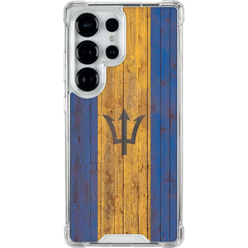 Barbados Flag Dark Wood Galaxy S26 Ultra Clear Case