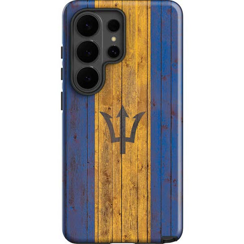 Barbados Flag Dark Wood Galaxy S26 Ultra Impact Case