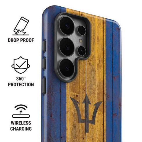 Barbados Flag Dark Wood Galaxy S26 Ultra Impact Case