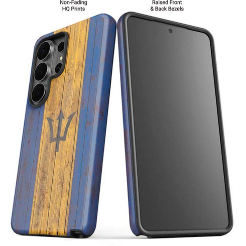 Barbados Flag Dark Wood Galaxy S26 Ultra Impact Case