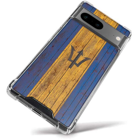 Barbados Flag Dark Wood Google Pixel 8a Clear Case