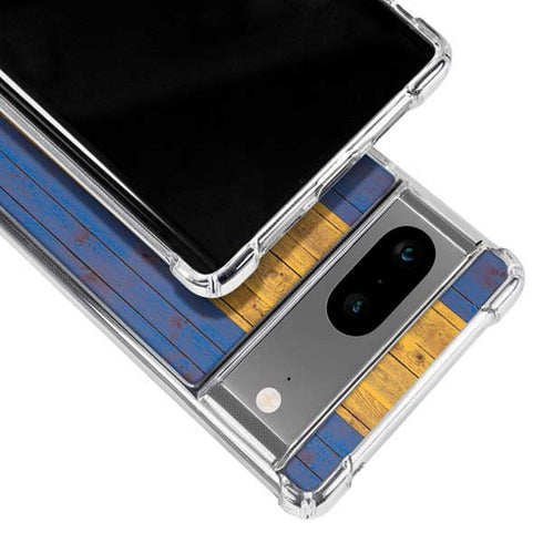 Barbados Flag Dark Wood Google Pixel 8a Clear Case