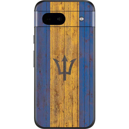 Barbados Flag Dark Wood Google Pixel 8a Skin