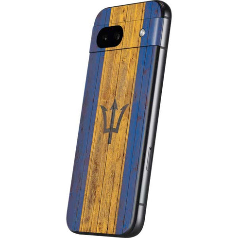 Barbados Flag Dark Wood Google Pixel 8a Skin