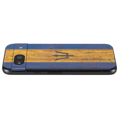 Barbados Flag Dark Wood Google Pixel 8a Skin