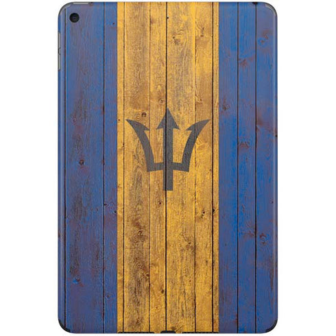 Barbados Flag Dark Wood iPad Skins