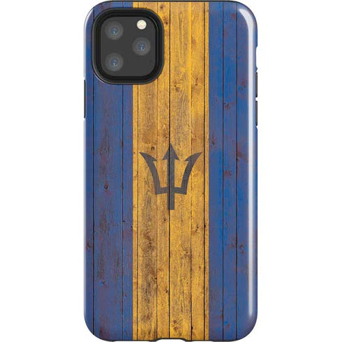 Barbados Flag Dark Wood iPhone Cases