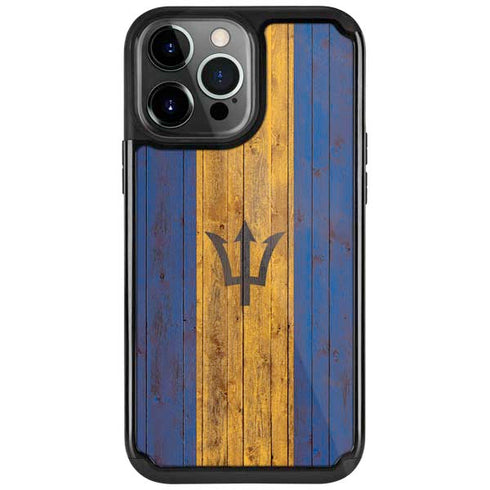 Barbados Flag Dark Wood iPhone Cases