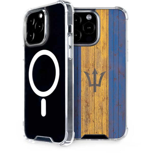 Barbados Flag Dark Wood iPhone Cases