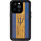 Barbados Flag Dark Wood iPhone 15 Pro Waterproof Case