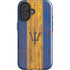 Barbados Flag Dark Wood iPhone 16 Impact Case