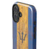 Barbados Flag Dark Wood iPhone 16 Plus Impact Case