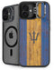 Barbados Flag Dark Wood iPhone 16 Plus Kickstand Case