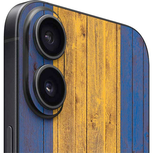 Barbados Flag Dark Wood iPhone 16 Skin