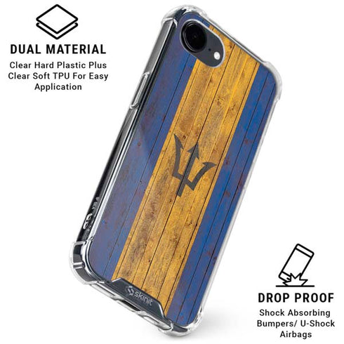 Barbados Flag Dark Wood iPhone 16e Clear Case