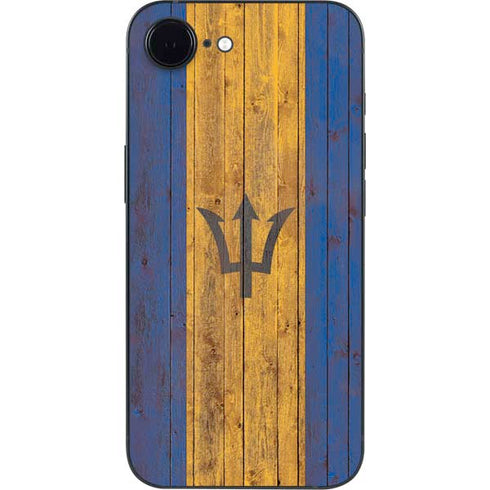 Barbados Flag Dark Wood iPhone 16e Skin
