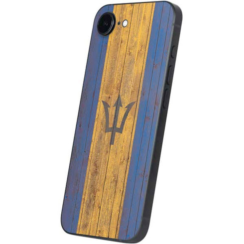 Barbados Flag Dark Wood iPhone 16e Skin