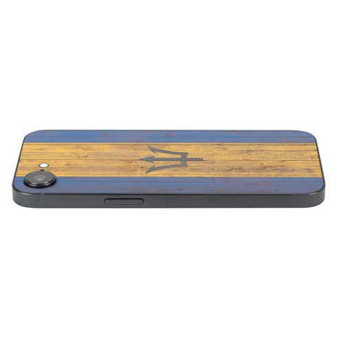 Barbados Flag Dark Wood iPhone 16e Skin