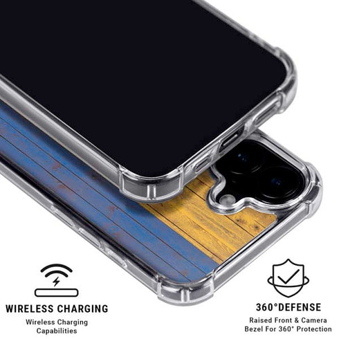 Barbados Flag Dark Wood iPhone 17 Clear Case