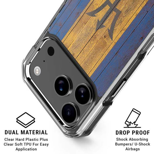 Barbados Flag Dark Wood iPhone 18 Pro Clear Case