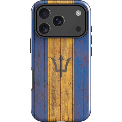 Barbados Flag Dark Wood iPhone 18 Pro Max Impact Case