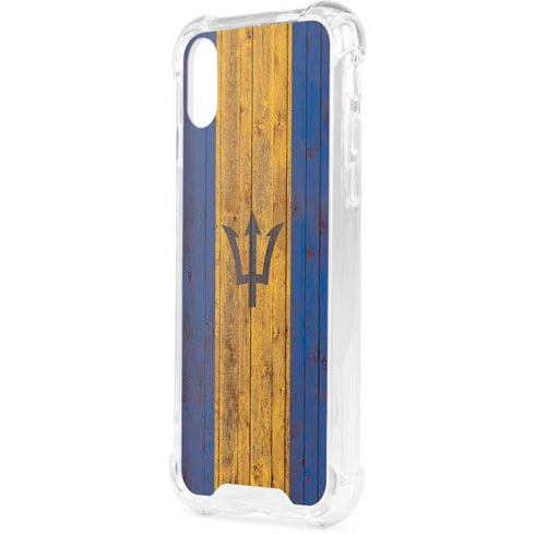 Barbados Flag Dark Wood iPhone XS Clear Case