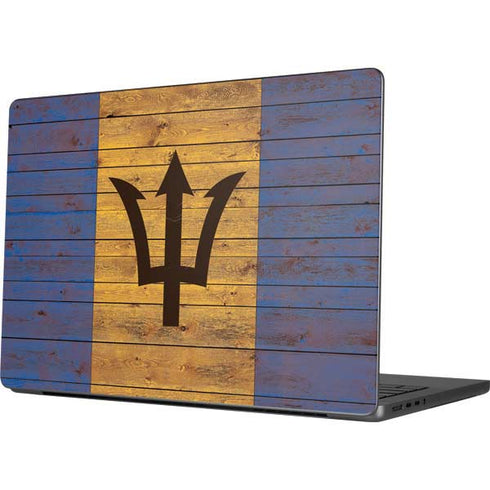 Barbados Flag Dark Wood Apple MacBook Pro 14-inch Skin