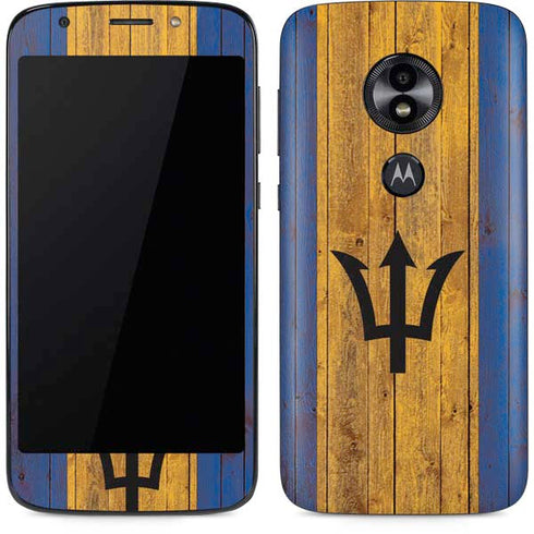 Barbados Flag Dark Wood Moto E5 Play Skin