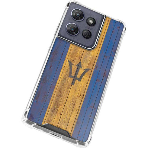Barbados Flag Dark Wood Moto G 5G (2025) Clear Case