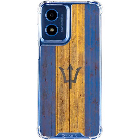 Barbados Flag Dark Wood Moto G Play 4G (2024) Clear Case