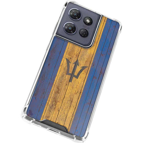 Barbados Flag Dark Wood Moto G Power 5G (2025) Clear Case