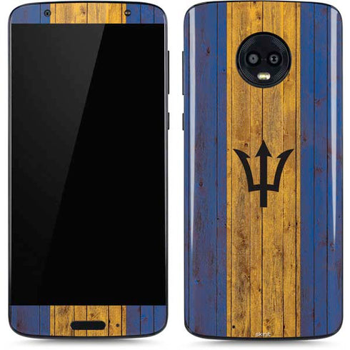 Barbados Flag Dark Wood Moto G6 Skin
