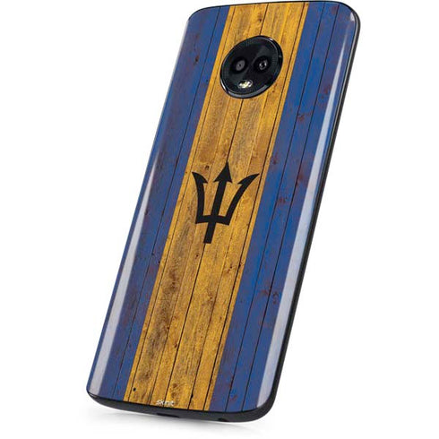 Barbados Flag Dark Wood Moto G6 Skin