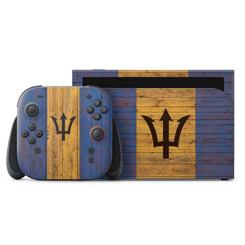 Barbados Flag Dark Wood Nintendo Skins