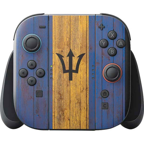 Barbados Flag Dark Wood Nintendo Switch 2 (2025) with Joy-Con Skin