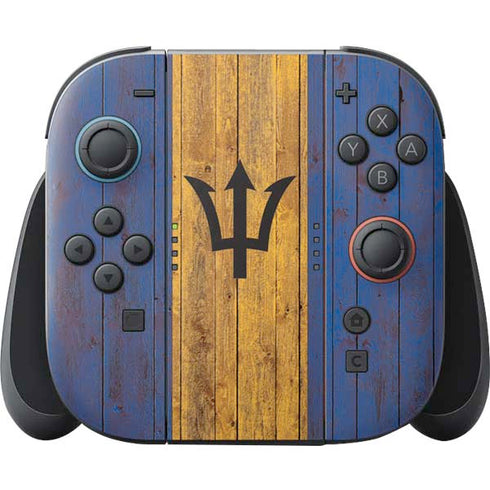 Barbados Flag Dark Wood Nintendo Switch 2 (2025) Joy-Con Controller Skin