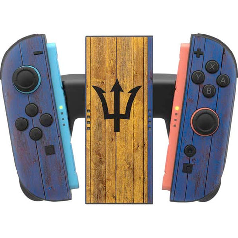 Barbados Flag Dark Wood Nintendo Switch 2 (2025) Joy-Con Controller Skin