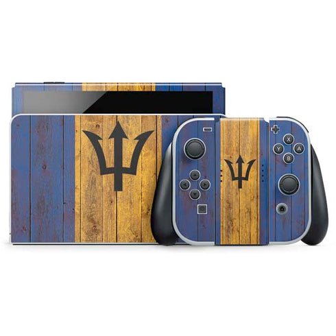Barbados Flag Dark Wood Nintendo Skins