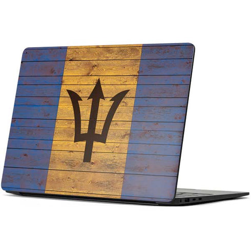 Barbados Flag Dark Wood Surface Laptop 7 13.8in Skin