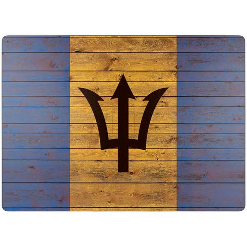 Barbados Flag Dark Wood Surface Laptop 7 13.8in Skin