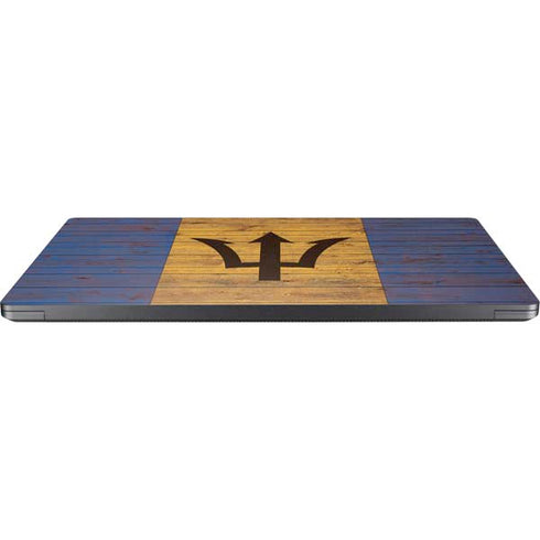 Barbados Flag Dark Wood Surface Laptop 7 13.8in Skin
