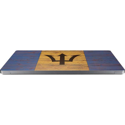 Barbados Flag Dark Wood Laptop Skins