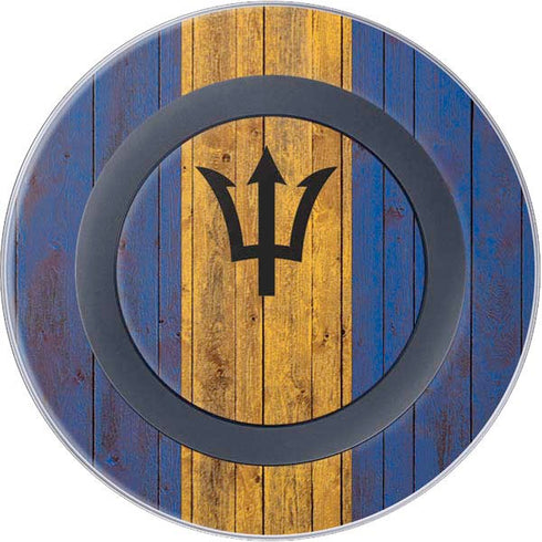 Barbados Flag Dark Wood Wireless Charger Skin