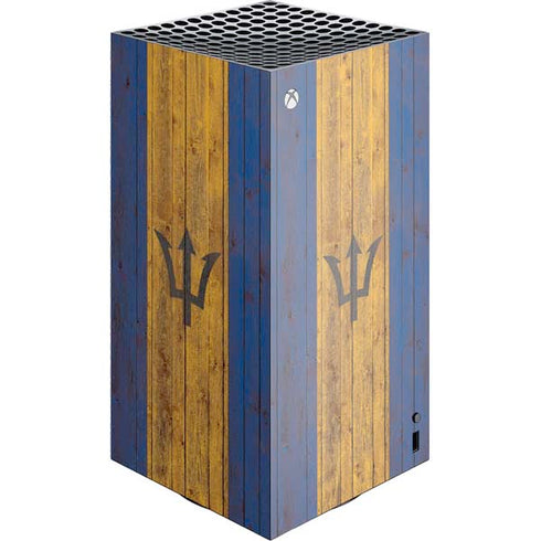 Barbados Flag Dark Wood XBox Series X Digital Edition Console Skin