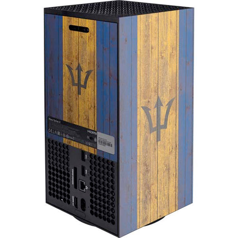 Barbados Flag Dark Wood XBox Series X Digital Edition Console Skin