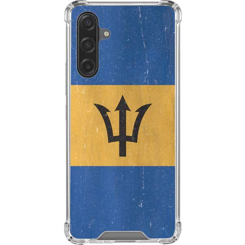 Barbados Flag Distressed Galaxy A17 Clear Case